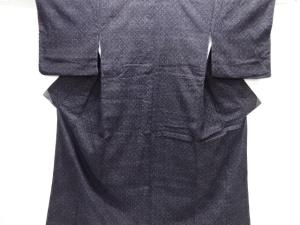 大正ロマン　花菱模様織出し本場結城紬着物（ちぢみ）